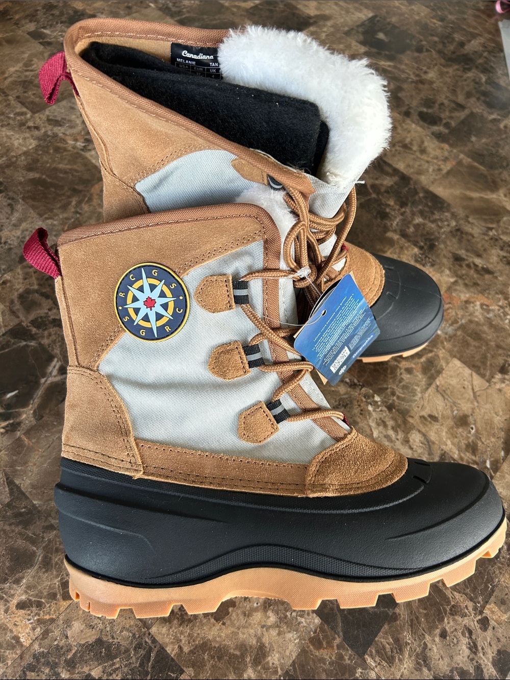 NWT 🆕 Canadiana Women’s Waterproof Snow Winter Boots in Tan and Gray, -40